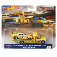 Hot Wheels - '72 Plymouth Cuda Funny Car Retro Rig - 2018 Team Transport Series - Top CollectiblesDiecastHot Wheels