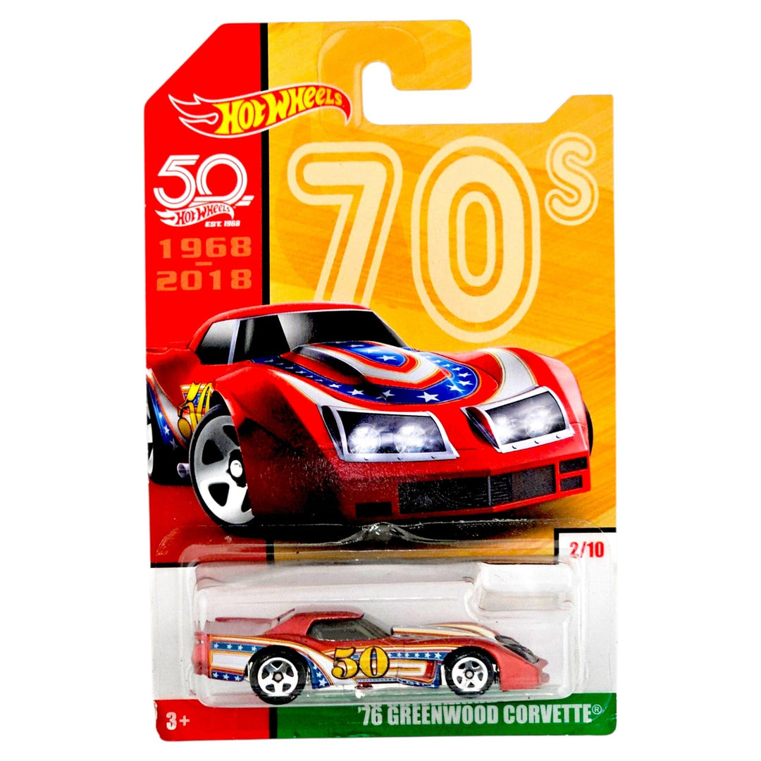 Hot Wheels - '76 Greenwood Corvette - 2018 50th Anniversary Throwback Series - Top CollectiblesDiecastHot Wheels