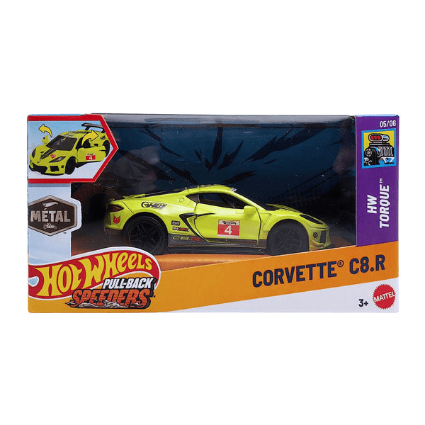 Hot Wheels - Corvette C8.R - 2025 Pull - Back Speeders Series *1/43 Scale* - Top CollectiblesDiecastHot Wheels