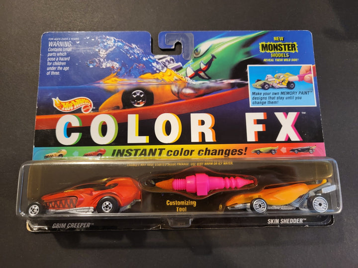 Hot Wheels - Grim Creeper &amp; Skin Shredder - 1994 Color FX 2 - Pack Series - Top CollectiblesDiecastHot Wheels