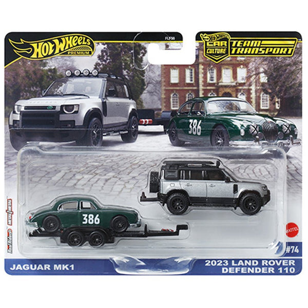 Hot Wheels - Jaguar MK1 & 2023 Land Rover Defender 110 - 2024 Team Transport Series - Top CollectiblesDiecastHot Wheels