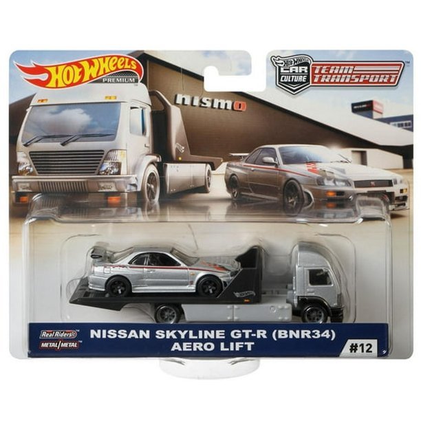 Hot Wheels - Nissan Skyline GT - R (BNR34) &amp; Aero Lift - 2019 Team Transport Series - Top CollectiblesDiecastHot Wheels