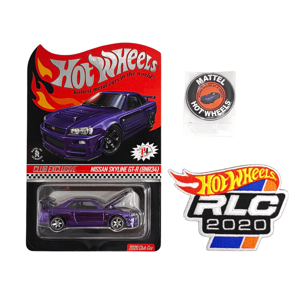 Hot Wheels - Nissan Skyline GT - R (BNR34) w/ Patch & Button - 2020 *Red Line Club Exclusive* - Top CollectiblesDiecastHot Wheels