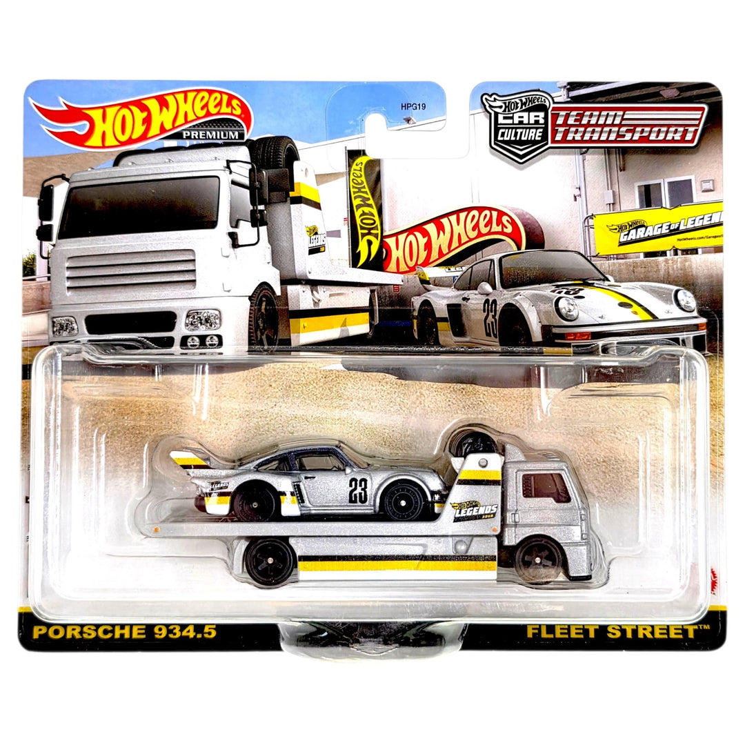 Hot Wheels - Porsche 934.5 &amp; Fleet Street - 2023 Team Transport Series *Legends Tour - Walmart Exclusive* - Top CollectiblesDiecastHot Wheels