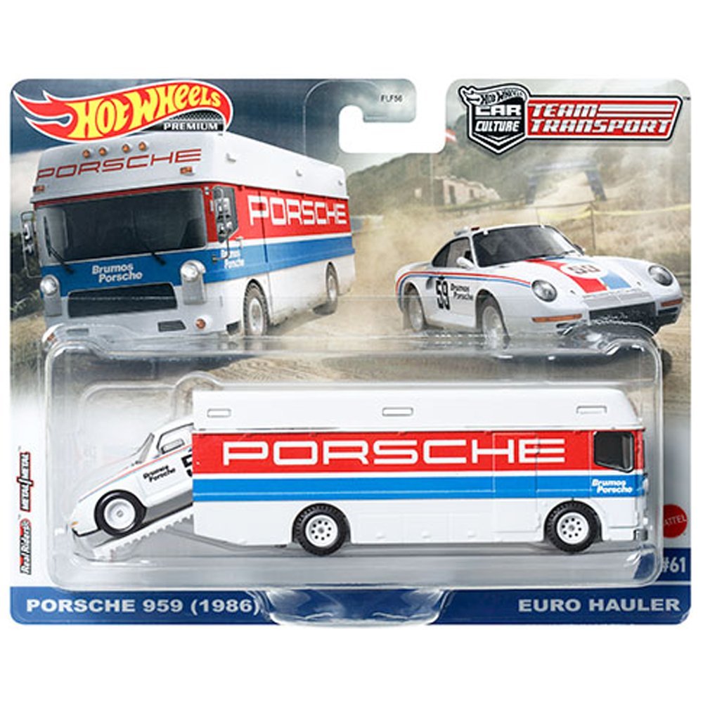 Hot Wheels - Porsche 959 (1986) &amp; Euro Hauler - 2023 Team Transport Series - Top CollectiblesDiecastHot Wheels