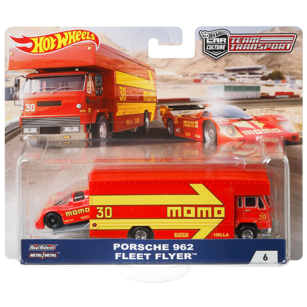 Hot Wheels - Porsche 962 &amp; Fleet Flyer - 2018 Team Transport Series - Top CollectiblesDiecastHot Wheels