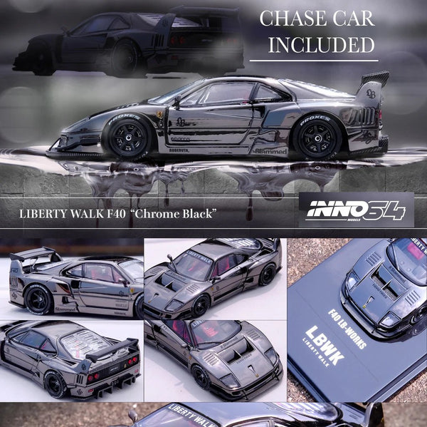 INNO64 - Ferrari F40 LBWK - Chrome Black *Sealed, Possibility of a Chase Car - Pre - Order* - Top CollectiblesDiecastINNO64