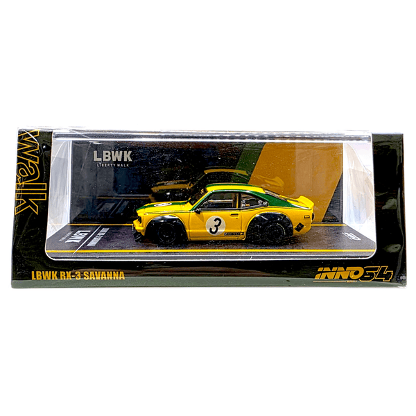 INNO64 - Mazda RX - 3 LBWK - Yellow - Top CollectiblesDiecastINNO64