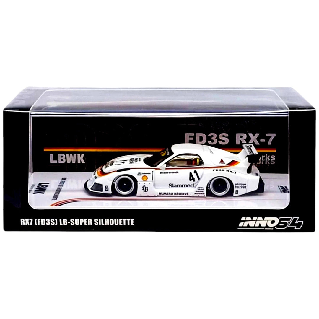 INNO64 - Mazda RX-7 LBWK "LB-Super Silhouette" - White - Top CollectiblesDiecastINNO64