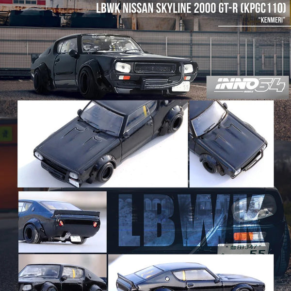 INNO64 - Nissan Skyline 2000 GT - R (KPGC110) "Kenmeri" - Black *Pre - Order* - Top CollectiblesDiecastINNO64