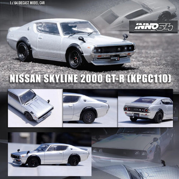 INNO64 - Nissan Skyline 2000 GT - R (KPGC110) - Silver - Top CollectiblesDiecastINNO64