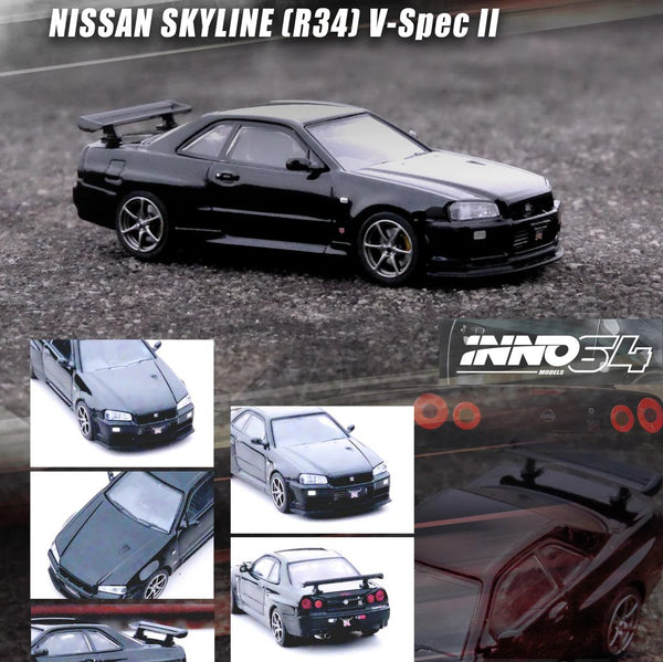 INNO64 - Nissan Skyline GT - R (R34) V - Spec II - Black - Top CollectiblesDiecastINNO64