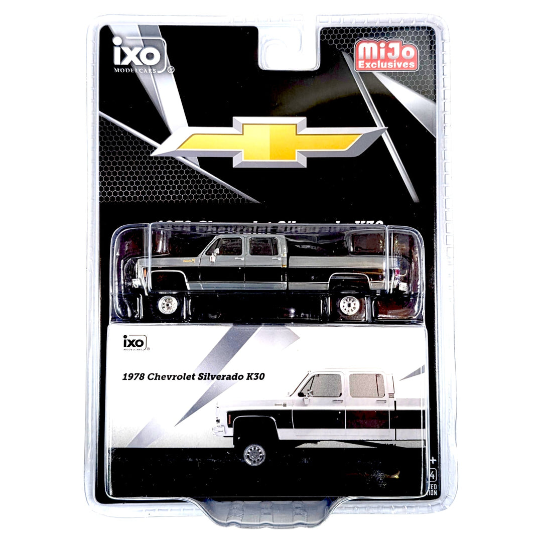 IXO Models - 1978 Chevrolet Silverado K30 Crew Cab Fleetside Lifted – White w/ Black Two Tone – Limited Edition – Mijo Exclusives *Chase* - Top CollectiblesDiecastIXO Models