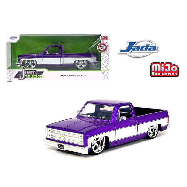 Jada Toys - 1985 Chevrolet C10 Pickup with Cartelli Wheels – Purple White - 2024 Just Trucks Series *1/24 Scale* - Top CollectiblesDiecastJada Toys