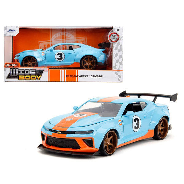 Jada Toys - 2016 Chevrolet Camaro - Gulf - 2023 Widebody Bigtime Muscle Series *1/24 Scale* - Top CollectiblesDiecastJada Toys