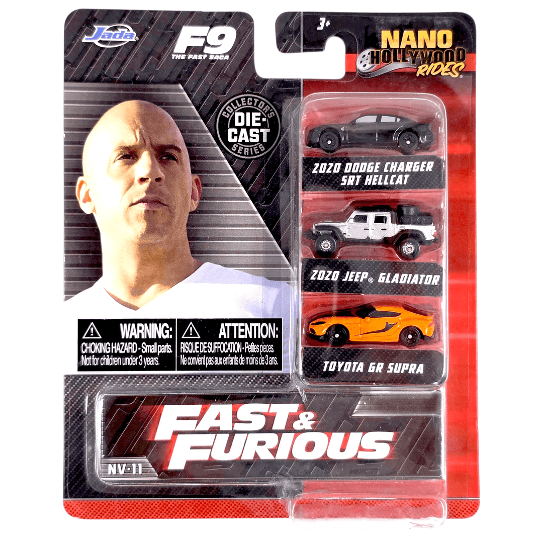 Jada Toys - 2020 Dodge Charger SRT Hellcat, 2020 Jeep Gladiator, Toyota GR Supra  - 2022 Nano Hollywood Rides Series
