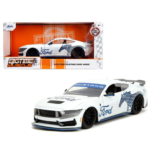 Jada Toys - 2024 Ford Mustang Dark Horse – White - 2023 Bigtime Muscle Series *1/24 Scale* - Top CollectiblesDiecastJada Toys