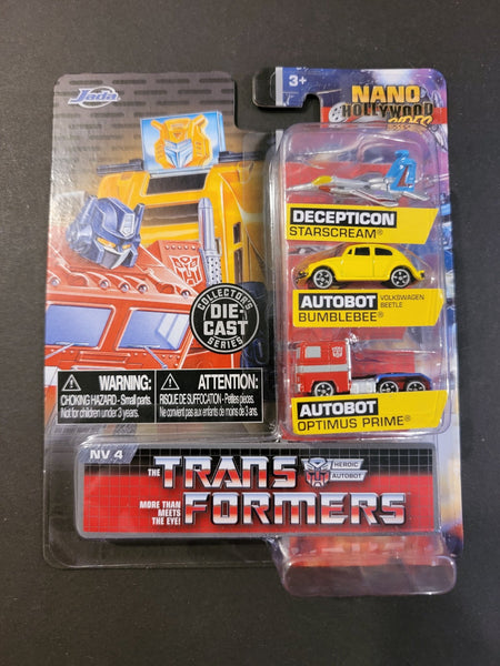 Jada Toys - Deception Starscream, VW Beetle Bumblebee, Optimus Prime - 2022 Nano Hollywood Rides Series - Top CollectiblesDiecastJada Toys