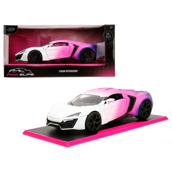 Jada Toys - Lykan Hypersport - White / Pink Gradient - 2023 Pink Slips Series *1/24 Scale* - Top CollectiblesDiecastJada Toys