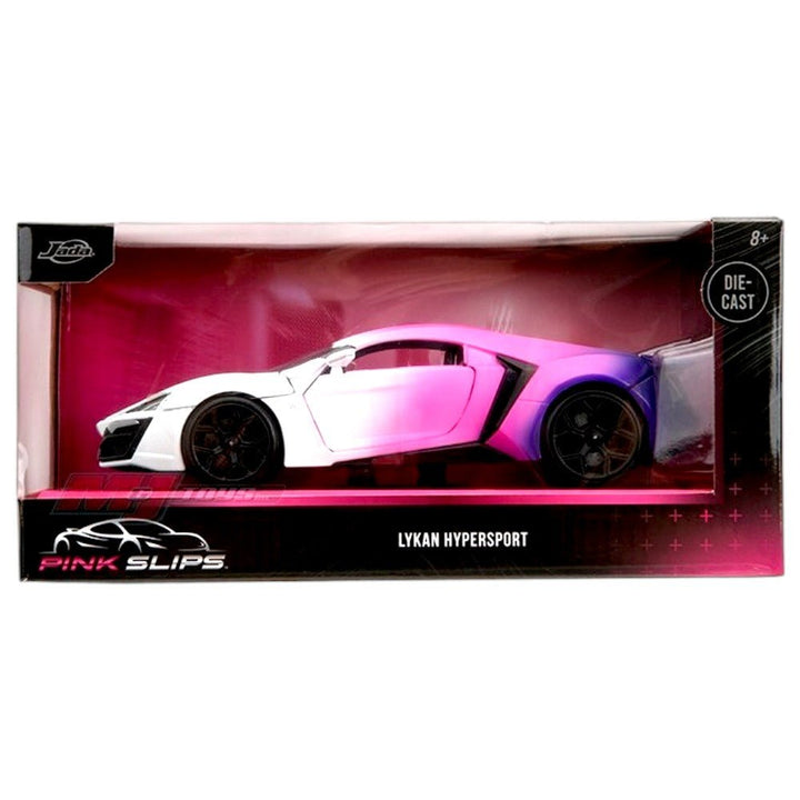 Jada Toys - Lykan Hypersport - White / Pink Gradient - 2023 Pink Slips Series *1/24 Scale* - Top CollectiblesDiecastJada Toys