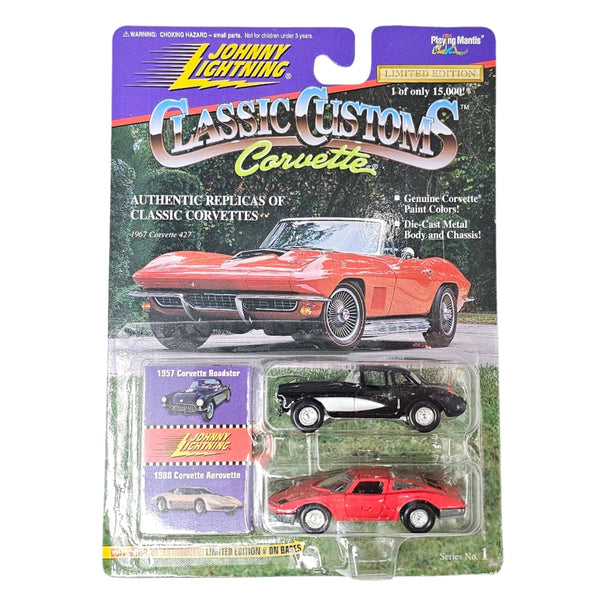 Johnny Lightning - 1957 Corvette Roadster & 1980 Corvette Aerovette - 1996 Classic Customs Corvette - Top CollectiblesDiecastJohnny Lightning