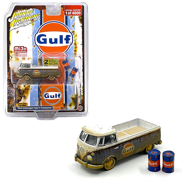 Johnny Lightning - 1965 Volkswagen Type 2 Transporter Gulf w/ 2 Gulf Barrels - Top CollectiblesDiecastJohnny Lightning