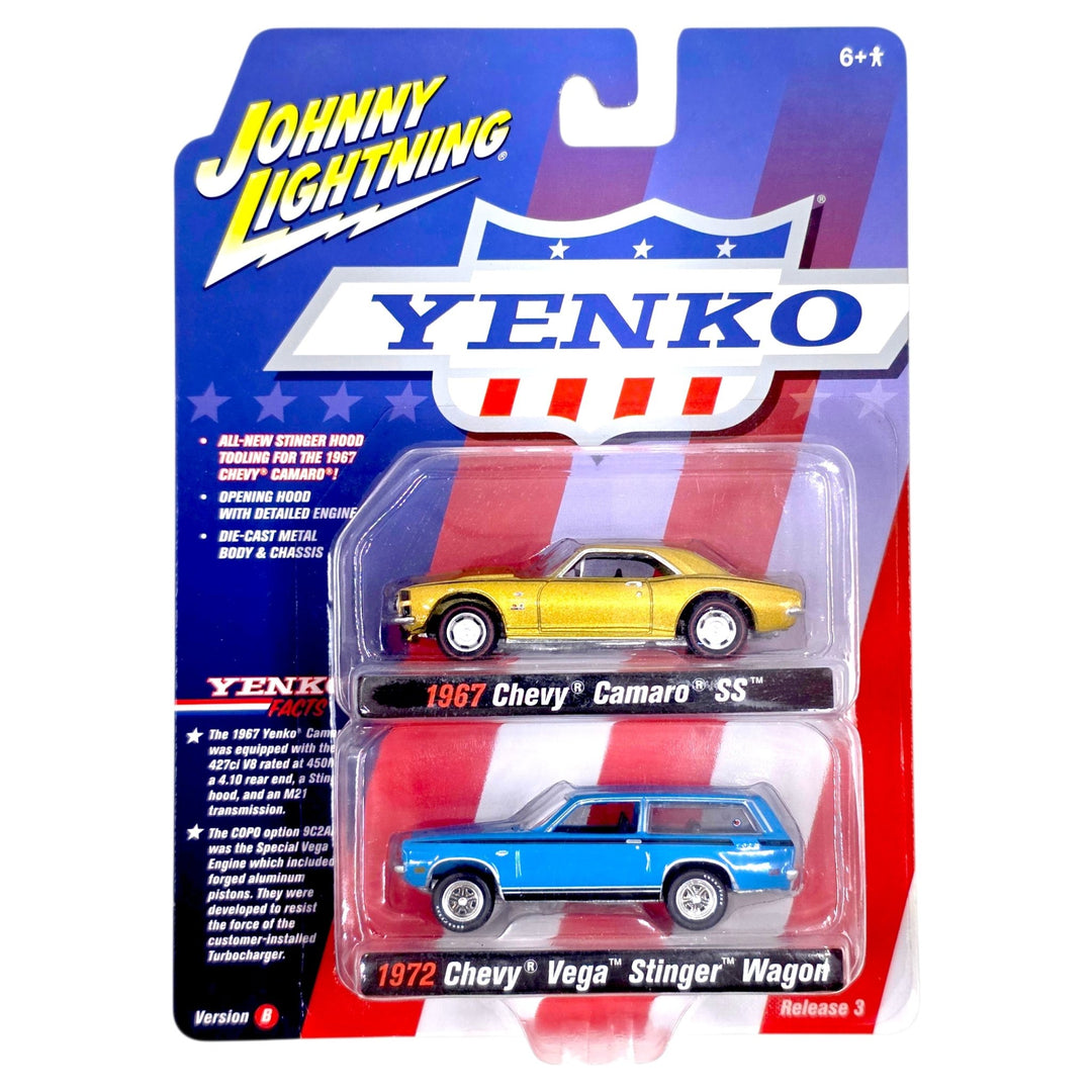 Johnny Lightning - 1967 Chevy Camaro SS, 1972 Chevy Vega Stinger Wagon - 2021 Yenko 2 - Pack - Top CollectiblesDiecastJohnny Lightning