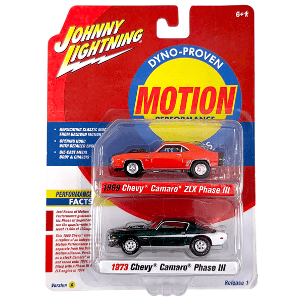 Johnny Lightning - 1969 Chevy Camaro ZLX Phase III & 1973 Chevy Camaro Phase III - 2022 Motion Performance 2 - Pack - Top CollectiblesDiecastJohnny Lightning