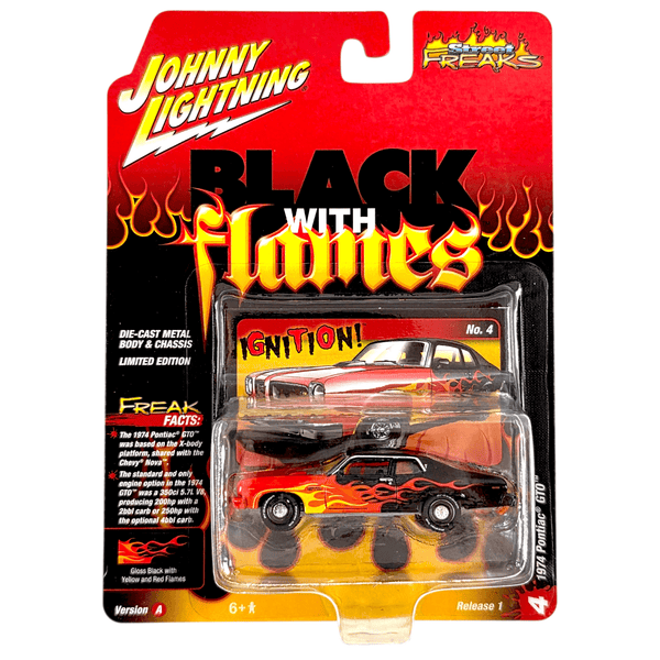 Johnny Lightning - 1974 Pontiac GTO - 2025 Black with Flames Series - Top CollectiblesDiecastJohnny Lightning