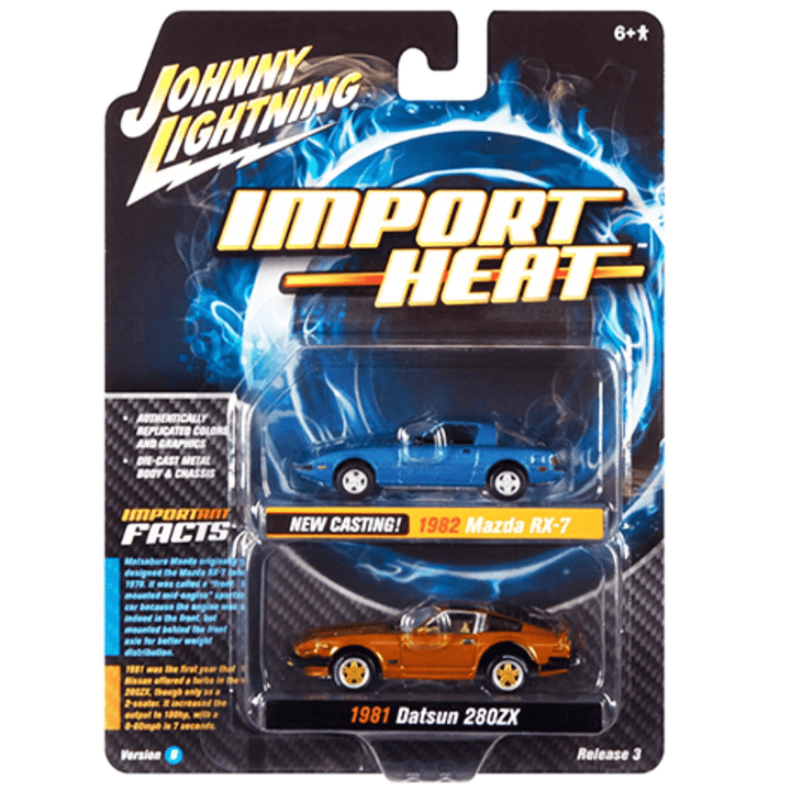 Johnny Lightning - 1982 Mazda RX - 7 &amp; 1981 Datsun 280SX - 2021 Import Heat 2 - Pack - Top CollectiblesDiecastJohnny Lightning