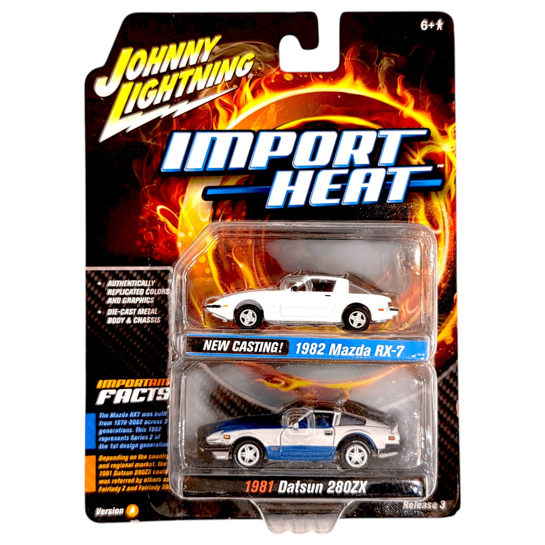 Johnny Lightning - 1982 Mazda RX - 7 &amp; 1981 Datsun 280SX - 2021 Import Heat Series 2 - Pack - Top CollectiblesDiecastJohnny Lightning