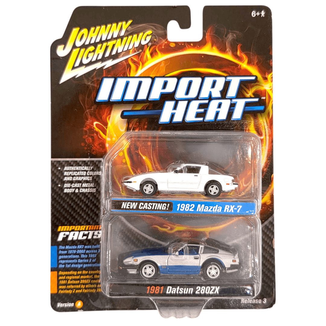 Johnny Lightning - 1982 Mazda RX - 7 & 1981 Datsun 280SX - 2021 Import Heat Series 2 - Pack - Top CollectiblesDiecastJohnny Lightning