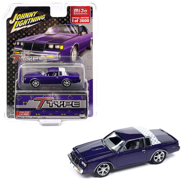 Johnny Lightning - 1987 Buick Regal T - Type Custom – Metallic Purple with White Top - Top CollectiblesDiecastJohnny Lightning