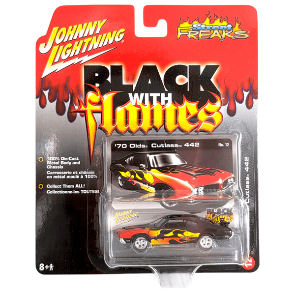 Johnny Lightning - '70 Olds Cutlass 442 - 2005 Street Freaks "Black with Flames" Series - Top CollectiblesDiecastJohnny Lightning