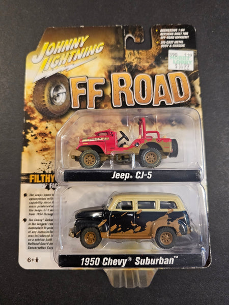 Johnny Lightning - Jeep CJ - 5 & 1950 Chevy Suburban - 2018 Off - Road Series - Top CollectiblesDiecastJohnny Lightning