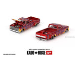 Kaido House x Mini GT - Chevrolet Silverado Dually on Fire V1 – Red with Flames *Sealed, Possibility of a Chase* - Top CollectiblesDiecastMini GT