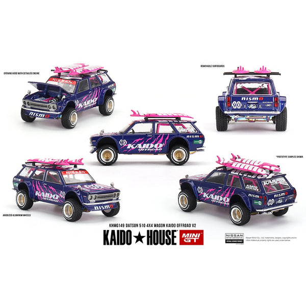 Kaido House x Mini GT - Datsun 510 4×4 Wagon Kaido Offroad V2 - Purple *Sealed, Possibility of a Chase - Pre - Order* - Top CollectiblesDiecastMini GT