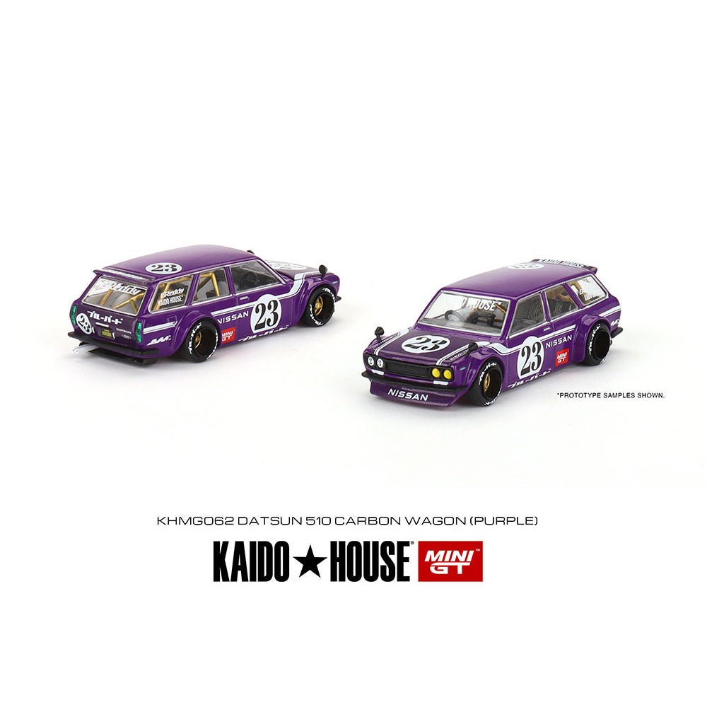 Kaido House x Mini GT - Datsun 510 Carbon Wagon (Purple) - Top CollectiblesDiecastMini GT