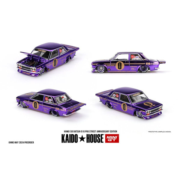 Kaido House x Mini GT - Datsun 510 Pro Street Anniversary Edition – Purple *Sealed, Possibility of a Chase - Pre - Order* - Top CollectiblesDiecastMini GT