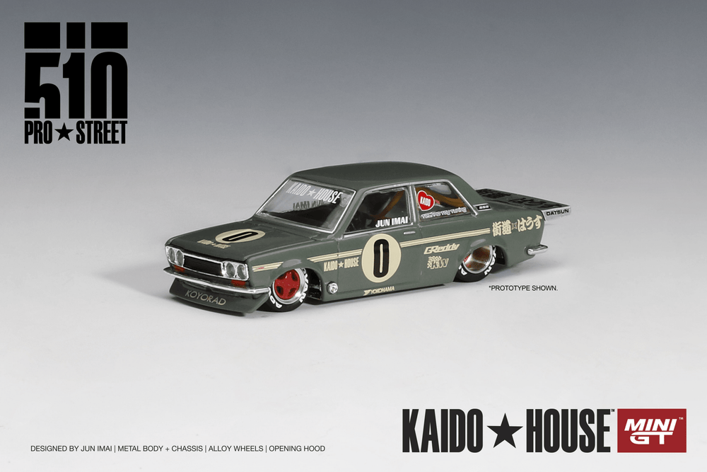 Kaido House x Mini GT - Datsun 510 Pro Street - OG Green - Top CollectiblesDiecastMini GT
