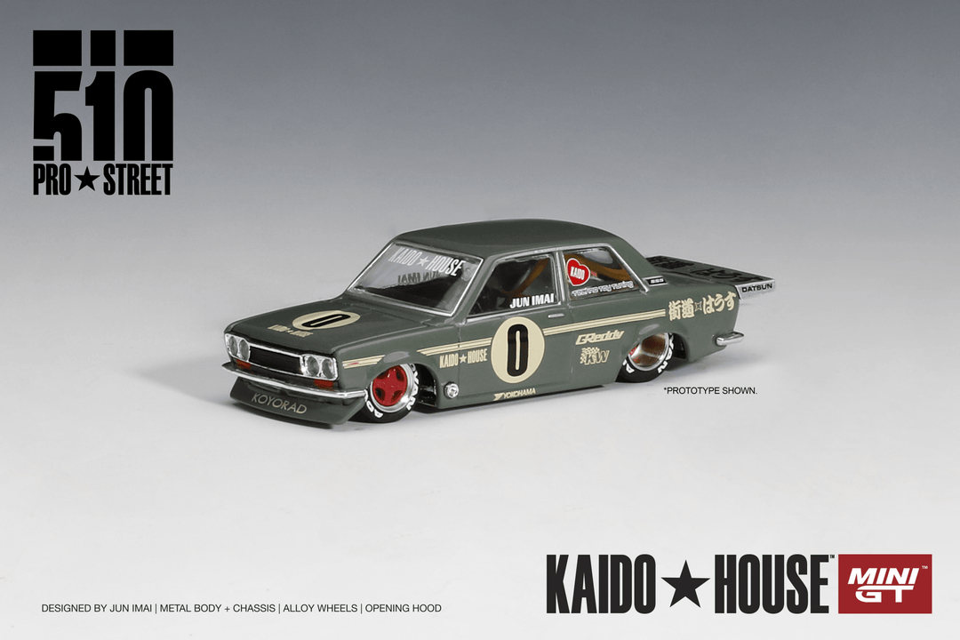 Kaido House x Mini GT - Datsun 510 Pro Street - OG Green - Top CollectiblesDiecastMini GT