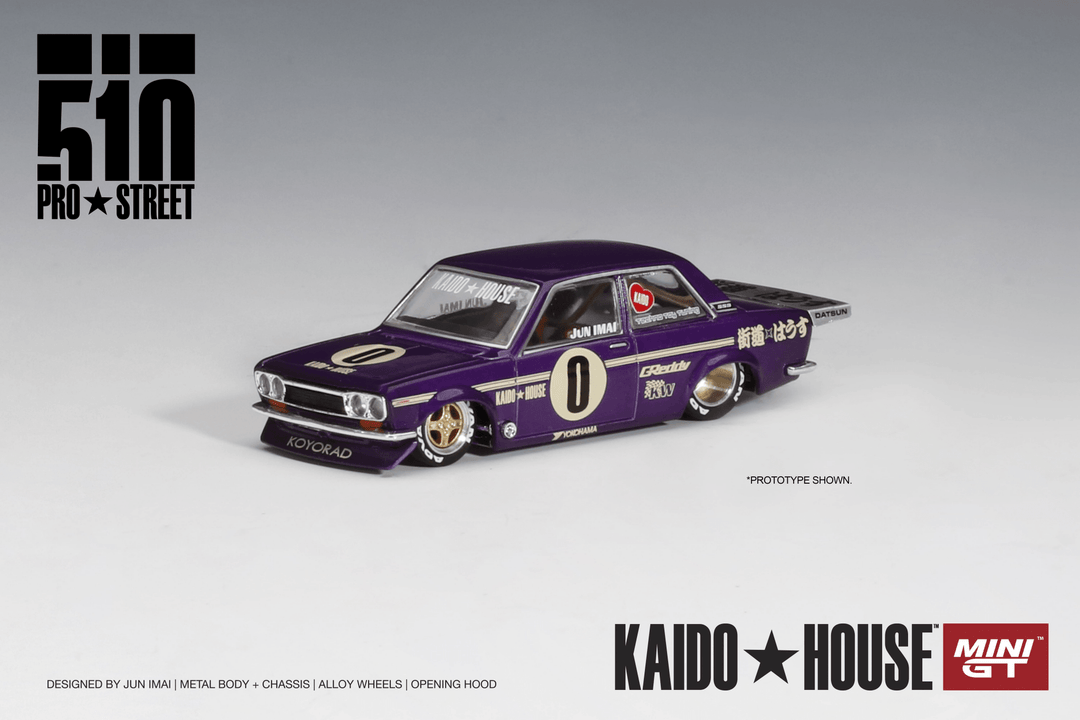 Kaido House x Mini GT - Datsun 510 Pro Street - OG Purple - Top CollectiblesDiecastMini GT