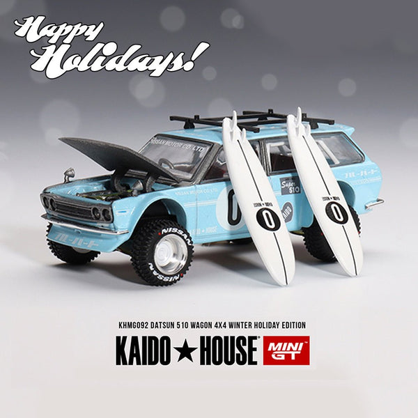 Kaido House x Mini GT - Datsun 510 Wagon 4x4 Winter Holiday Edition - Top CollectiblesDiecastMini GT