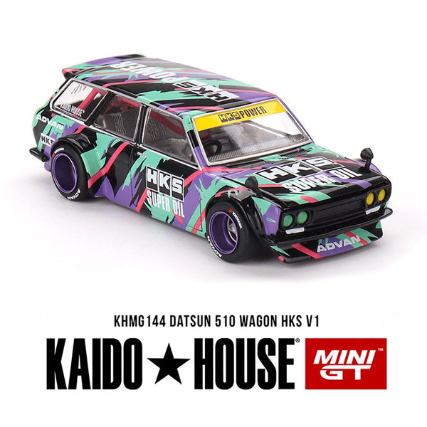 Kaido House x Mini GT - Datsun 510 Wagon HKS V1 - Oil Splash Pattern *Sealed, Possibility of a Chase - Pre - Order* - Top CollectiblesDiecastMini GT