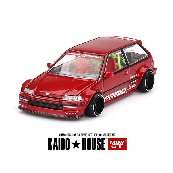 Kaido House x Mini GT - Honda Civic (EF) Kaido Works V2 - M Red *Sealed, Possibility of a Chase - Pre - Order* - Top CollectiblesDiecastMini GT