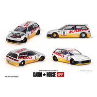 Kaido House x Mini GT - Honda Civic (EF) Kanjo V1 – White/Yellow *Sealed, Possibility of a Chase - Pre - Order* - Top CollectiblesDiecastMini GT