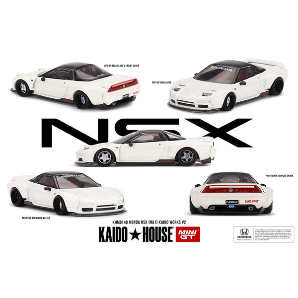 Kaido House x Mini GT - Honda NSX (NA1) Kaido WORKS V2 – White *Sealed, Possibility of a Chase - Pre - Order* - Top CollectiblesDiecastMini GT