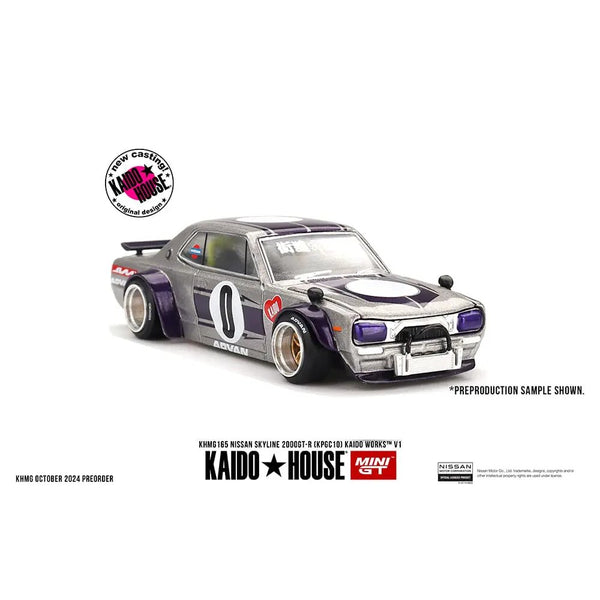 Kaido House x Mini GT - Nissan Skyline GT - R (KPGC10) Kaido Works V1 – Silver *Sealed, Possibility of a Chase - Pre - Order* - Top CollectiblesDiecastMini GT