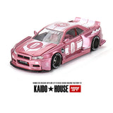 Kaido House x Mini GT - Nissan Skyline GT - R (R34) Kaido Racing Factory V1 – Pink *Sealed, Possibility of a Chase* - Top CollectiblesDiecastMini GT