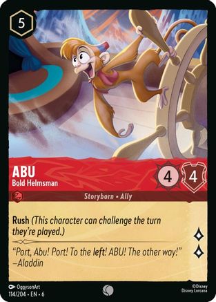 Lorcana - Abu (Bold Helmsman) - 114/204 - Common - Azurite Sea - Top CollectiblesCollectible CardsLorcana